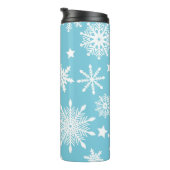 白い休日の雪片と青 タンブラー (回転右)