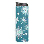 白い休日の雪片と青 タンブラー (回転右)