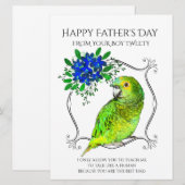 白い休日の鳥から父の日のプレゼント シーズンカード (正面/裏面)