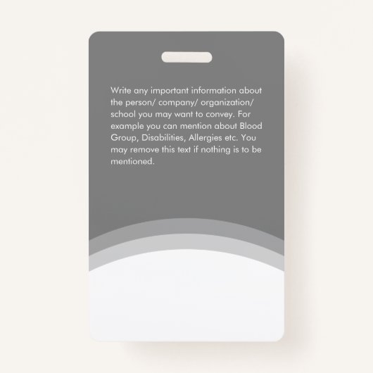 白い会社のロゴ社員の写真IDの分類 バッジ (裏面)