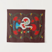 白い伝統的バーセロスの雄鶏 タペストリー (正面(横))