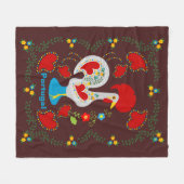 白い伝統的バーセロスの雄鶏 フリースブランケット (正面(横))