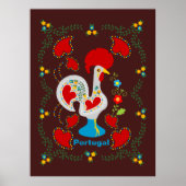 白い伝統的バーセロスの雄鶏 ポスター (正面)