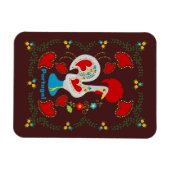 白い伝統的バーセロスの雄鶏 マグネット (横)