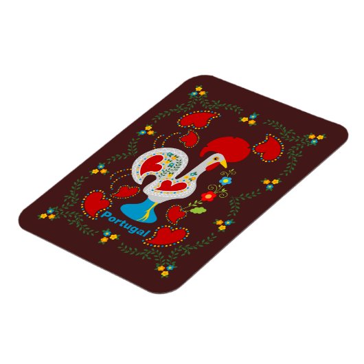 白い伝統的バーセロスの雄鶏 マグネット (左側)