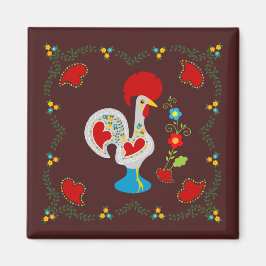 白い伝統的バーセロスの雄鶏 マグネット