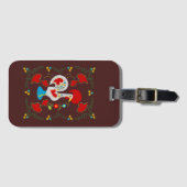 白い伝統的バーセロスの雄鶏 ラゲッジタグ (正面横)