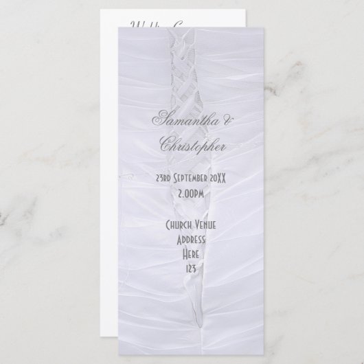 白い伝統的教会結婚の結婚式プログラム プログラム (正面/裏面)