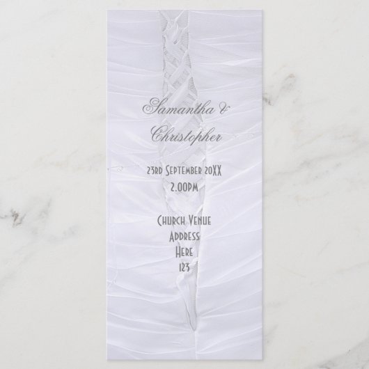 白い伝統的教会結婚の結婚式プログラム プログラム (正面)