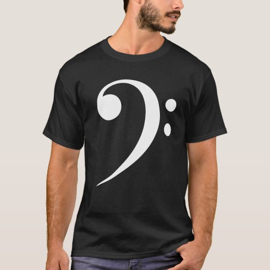 白い低音部記号 音楽シンボル 音楽愛好家 Tシャツ (正面)