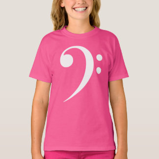白い低音部記号 音楽シンボル 音楽愛好家 Tシャツ