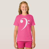 白い低音部記号 音楽シンボル 音楽愛好家 Tシャツ (正面フル)