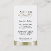 白い住宅の不動産仲介業者の金ゴールドの原稿のストライプ 名刺 (裏面)