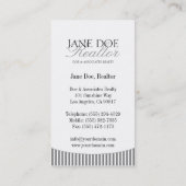 白い住宅の不動産仲介業者の銀の原稿のストライプ 名刺 (裏面)