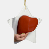 白い体で人間のレバーモデルを握っている女性 セラミックオーナメント (右)