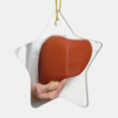 白い体で人間のレバーモデルを握っている女性 セラミックオーナメント (左)