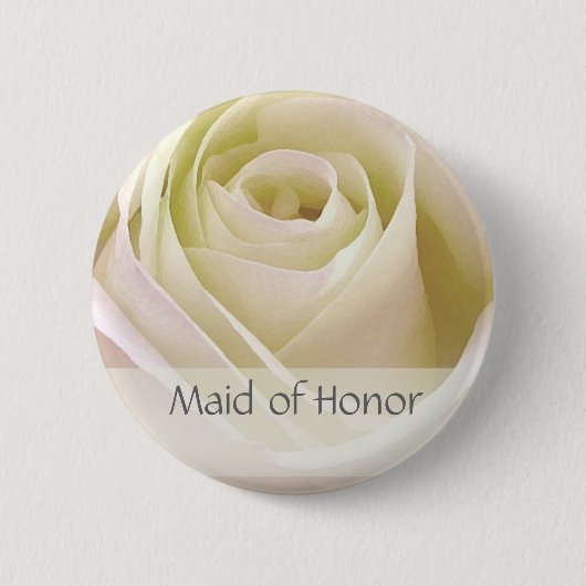 白い倍のばら色のメイド・オブ・オーナー（花嫁付き添い人） 缶バッジ (正面)