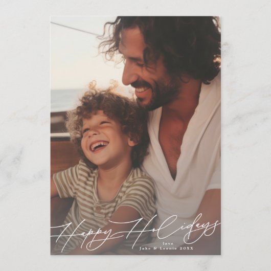 白い優雅な輝きの写真 ハッピー シーズンカード (正面)