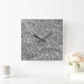 白い元素が散在する灰色の花崗岩。 スクエア壁時計 (ホーム)