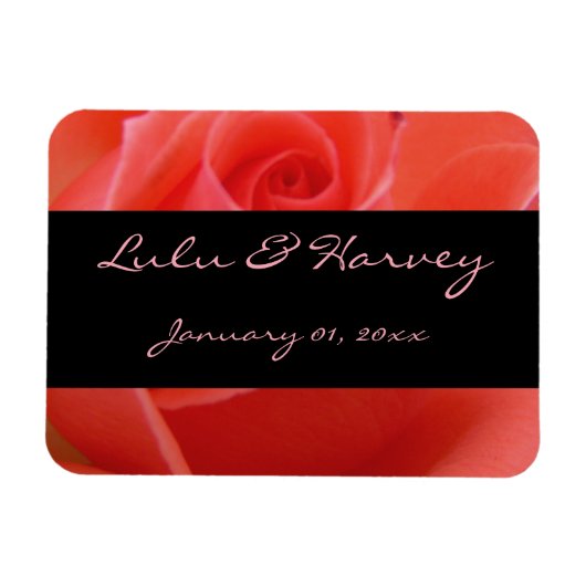 白い先端のピンクのバラパーソナ結婚ルズ マグネット (横)