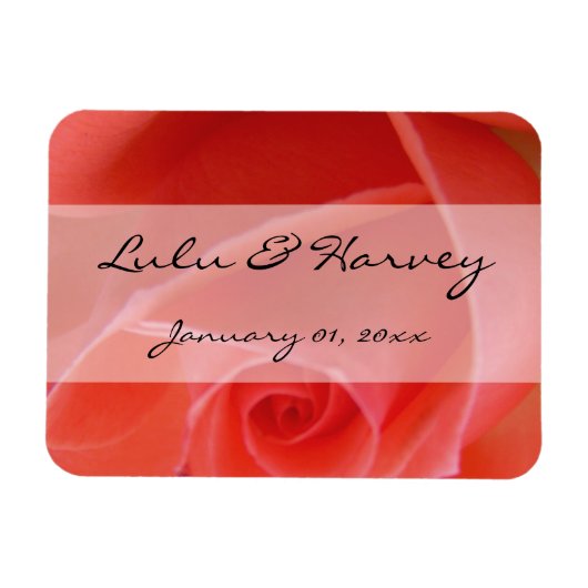 白い先端のピンクのバラパーソナ結婚ルズ マグネット (横)