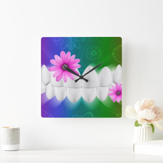 白い光沢がある歯の歯科医の柱時計 スクエア壁時計 (ホーム)