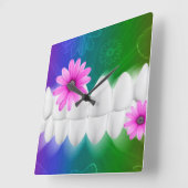 白い光沢がある歯の歯科医の柱時計 スクエア壁時計 (傾斜)