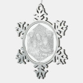 白い六角形の縁ど写真 スノーフレークピューターオーナメント (右)