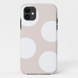 白い円で背景をベージュ。水玉 iPhone 11 ケース