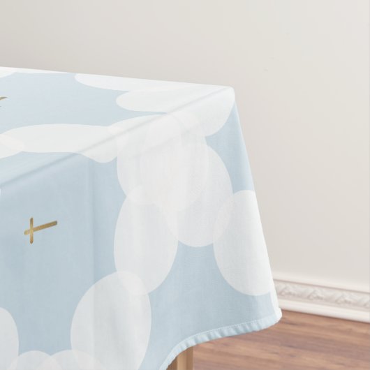 白い円のゴールドクロス キリスト教の洗礼 テーブルクロス (インサイチュ)