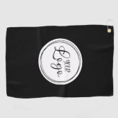 白い円のビジネスロゴ ゴルフタオル (横)