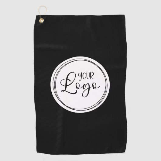 白い円のビジネスロゴ ゴルフタオル (正面)