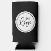 白い円のビジネスロゴ スリム缶クーラー (正面)