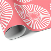 白い円パターンとの珊瑚の赤 ラッピングペーパー (ロールコーナー)