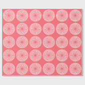 白い円パターンとの珊瑚の赤 ラッピングペーパー (フラット)
