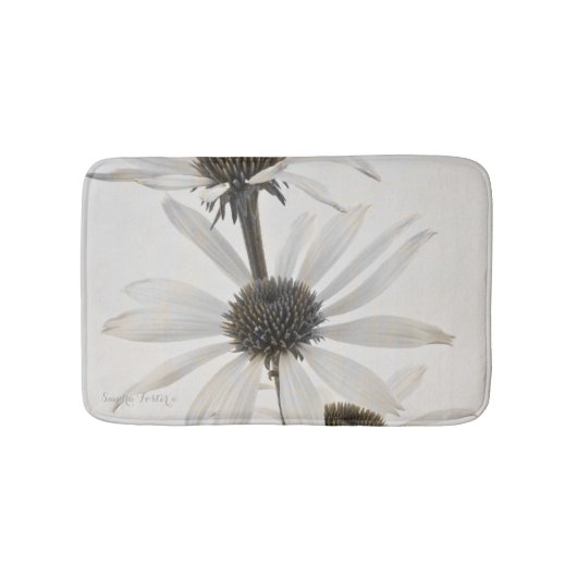 白い円錐形の花3つ バスマット (正面)