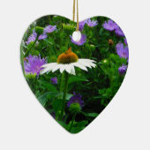 白い円錐花、紫色の花と蛾 セラミックオーナメント (右)