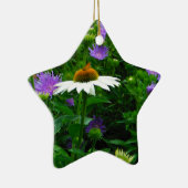 白い円錐花、紫色の花と蛾 セラミックオーナメント (右)