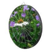 白い円錐花、紫色の花と蛾 ダーツボード (正面右)