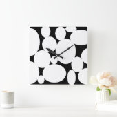 白い円 スクエア壁時計 (ホーム)