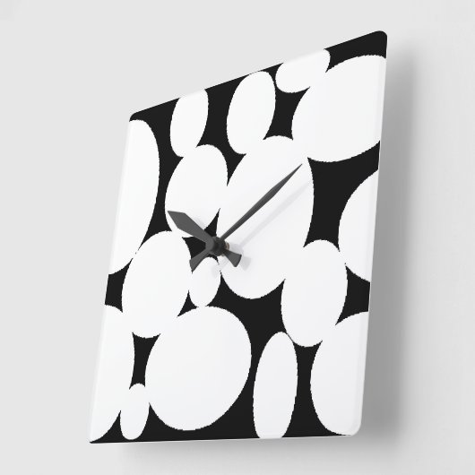 白い円 スクエア壁時計 (傾斜)