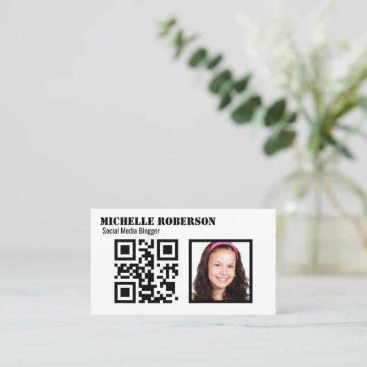 白い写真をきれいにし、コードして下さい 名刺 (スタンド正面)