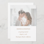 白い写真エレガントなウェディング日付カードを保存 招待状 (正面/裏面)