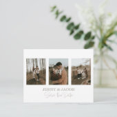 白い写真モダンコラージュ日付の保存 ポストカード (スタンド正面)