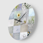 白い写真撮影のコラージュ ラージ壁時計 (傾斜)