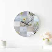 白い写真撮影のコラージュ ラージ壁時計 (ホーム)