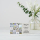 白い写真撮影のコラージュ 名刺 (スタンド正面)