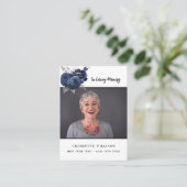 白い写真青のフローラ葬儀祈りの言葉カード 名刺 (スタンド正面)