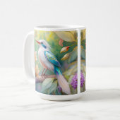 白い冠のある虹色のティール翼の幻想的な鳥 コーヒーマグカップ (正面左)
