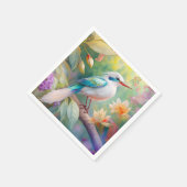 白い冠のある虹色のティール翼の幻想的な鳥 スタンダードカクテルナプキン (角)